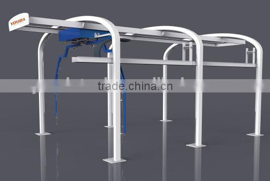 Touchless car wash machine with shampoo and wax systems