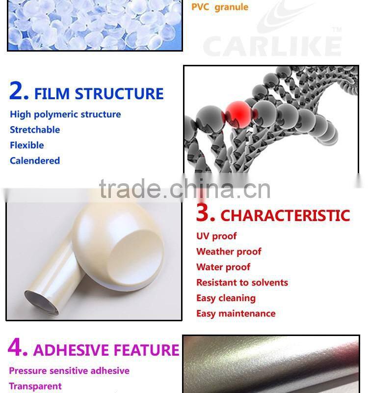 CARLIKE Brand Chameleon Pearl White Glossy PVC Film Red For Car Sticker