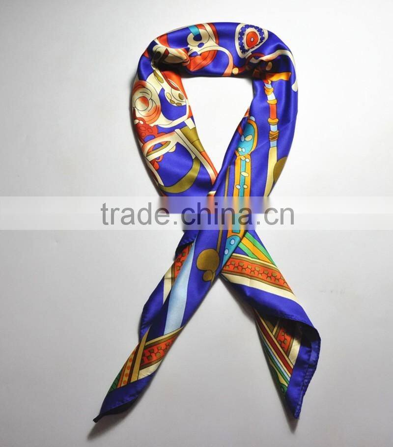 Custom design silk screen print square scarf 90*90cm silk scarf for lady