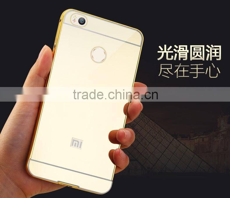 Aluminum Metal Bumper And Mirror PC Back Phone Case Cover For Xiaomi MI 5 For Mi 4S