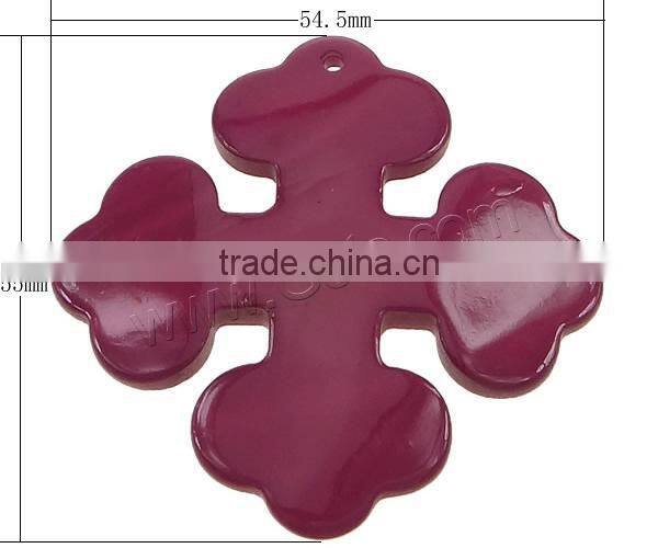 Fuchsia Cross Natural Freshwater Shell Pendants