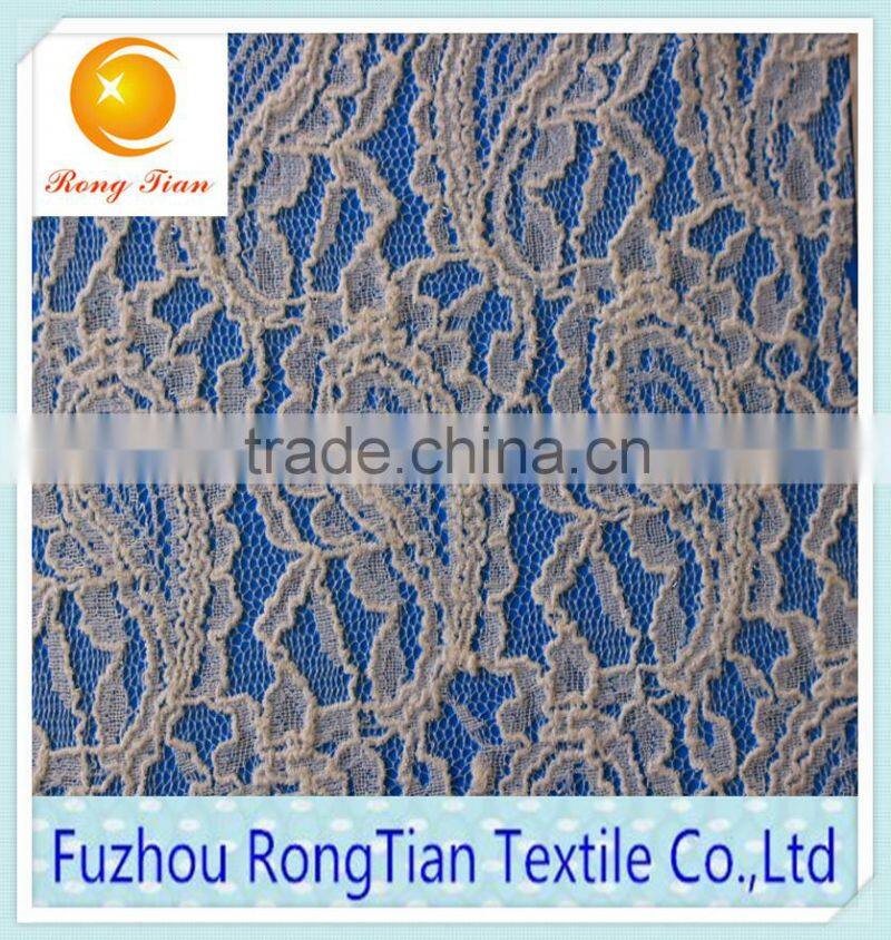 Wholesale white high elastic cashew pattern lace fabrics