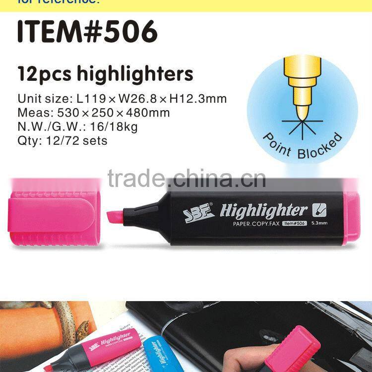 Hot sale flat shape fluorescent highlighter item 506