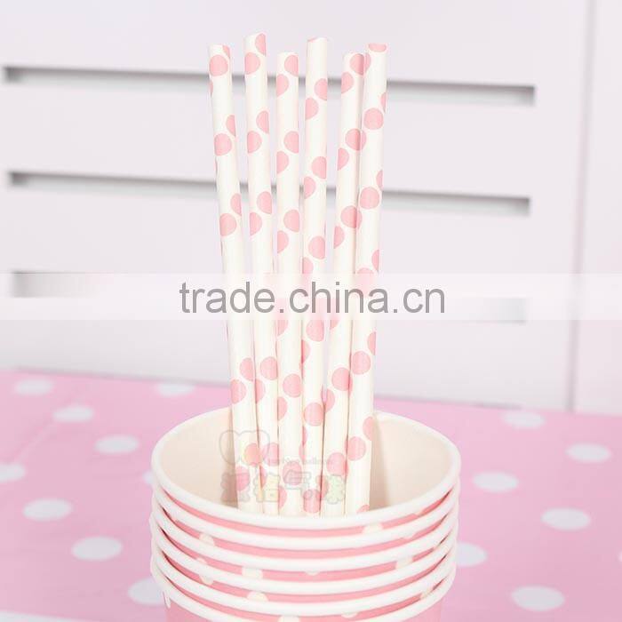 Baby shower pink polka dot party paper tableware