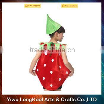 Best selling high quality kids halloween strawberry cosplay costume fruit costume for party