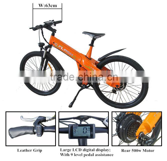 Flash 26' electric cycle bike with pedals electric motor bike with two wheels