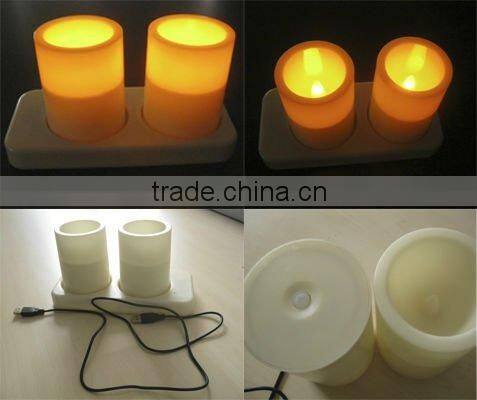 wireless rechargeable led plastic candle with USB wire