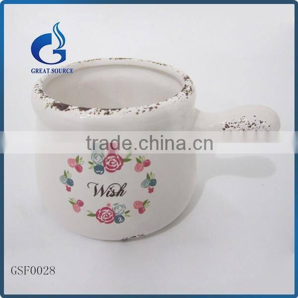 mini glazed ceramic indoor plant pots with handle