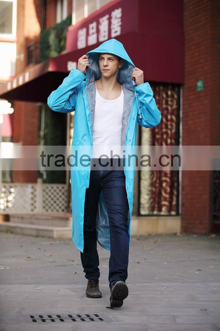 Adult Foldable Waterproof Hooded Long Rain Jacket Raincoat durable polyester raincoat