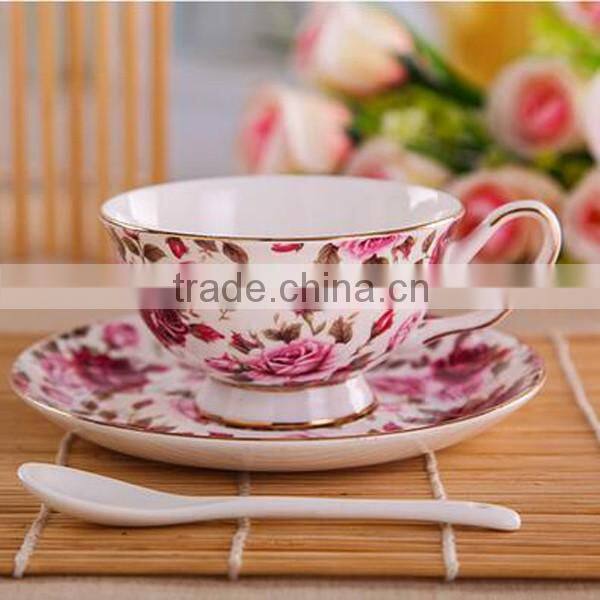 European style bone china coffee cup and saucer set