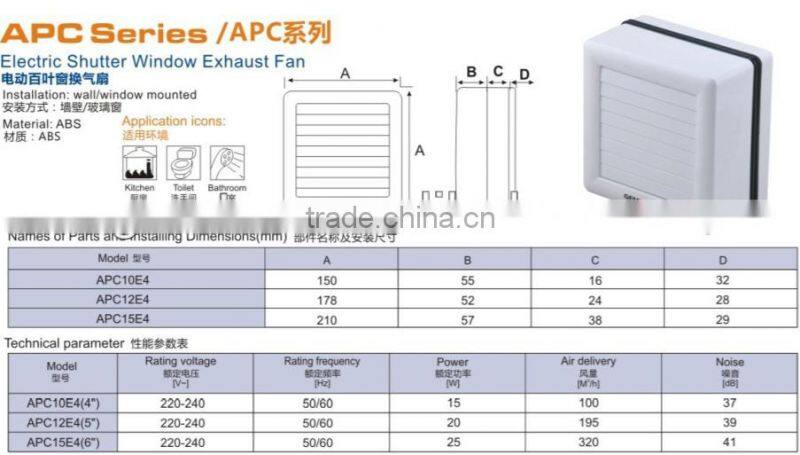 window mounted automatic electric shutter fan ventilation fan