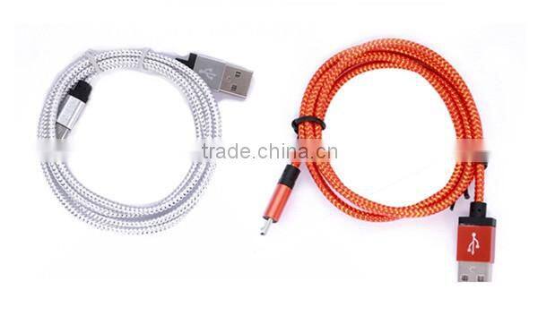 1M 3ft 2M 6ft 3M New cable Wave Braided Aluminum USB Charger Cable Nylon Micro Data Alloy Metal Charger AdapterWire for Samsung