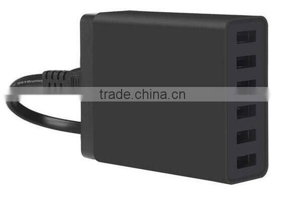 Multi USB 6 Port Charger Desktop Rapid 50Watt Station Charging for Apple Android, with iSmart technique IC