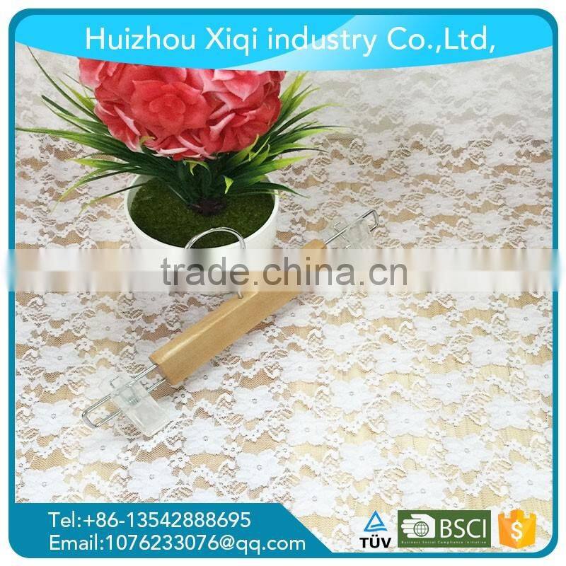 hot sale nantural wholesale wooden hanger for pants with two plastic clips