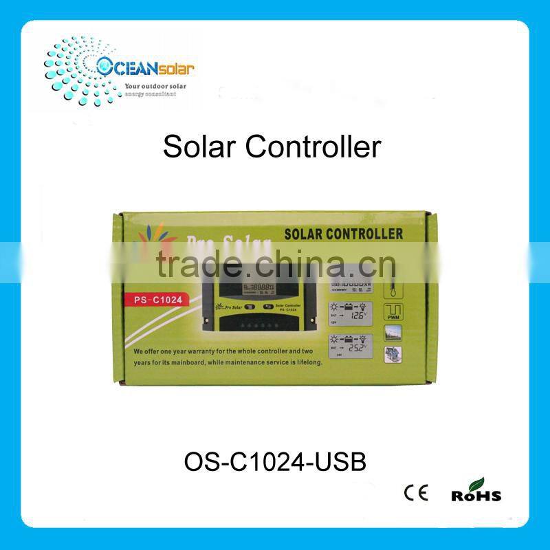 LCD display 12V 24V 10A PWM manual Solar charge Controller with USB