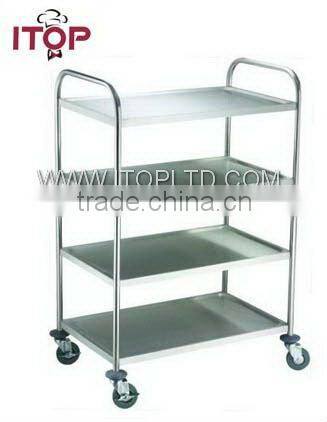 Round tube four-layer stainless steel dining trolley