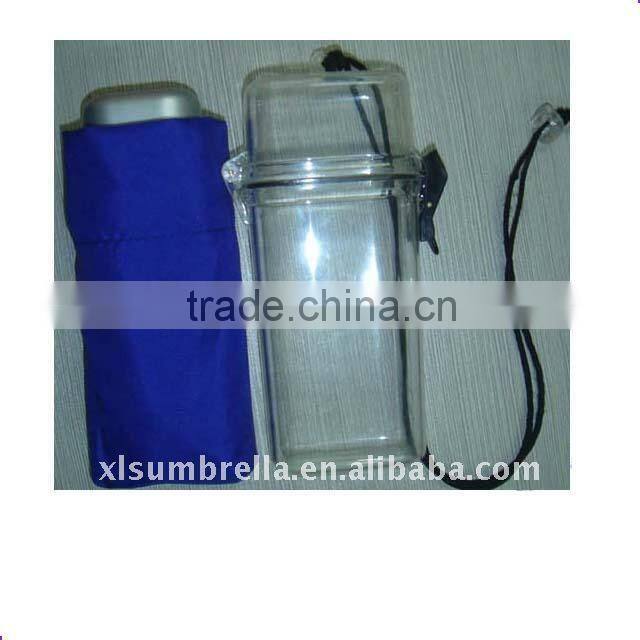 19.5 " blue fiber glass ribs hand open mini pocket umbrella