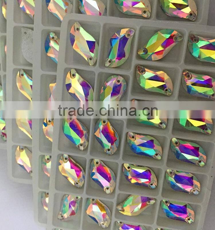 crystal AB 10x20 S shape flatback sew on crystal stone in white box for dancing dress