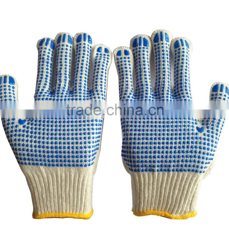 cheap mens pvc dotted white cotton work gloves