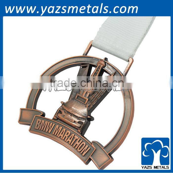 Russian tiger and country flag on brass cast championship medals