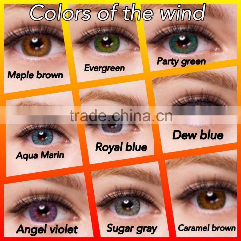 HOT selling 50 Colors of the Wind yearly beauty colored eye cosmetic contact lenses wholesale