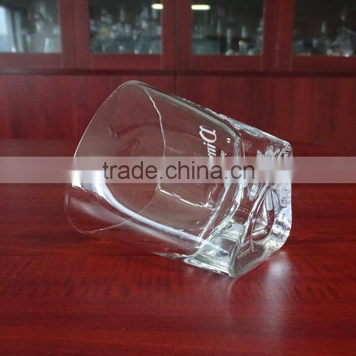 9oz unique handblown triangle shaped glass whisky cup