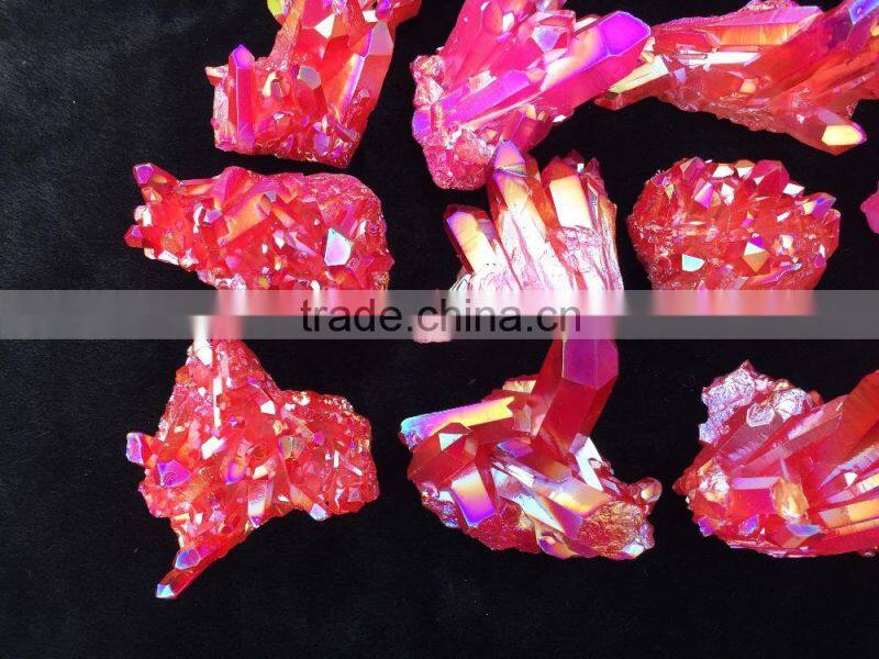 Large Red Flame Quartz Crystal Electroplating Crystal Cluster Rainbows