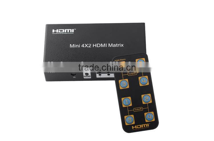 LINK-MI LM-MX03 Full HD 1080p 3D Audio Video Mini 4X2 HDMI Matrix Splitter