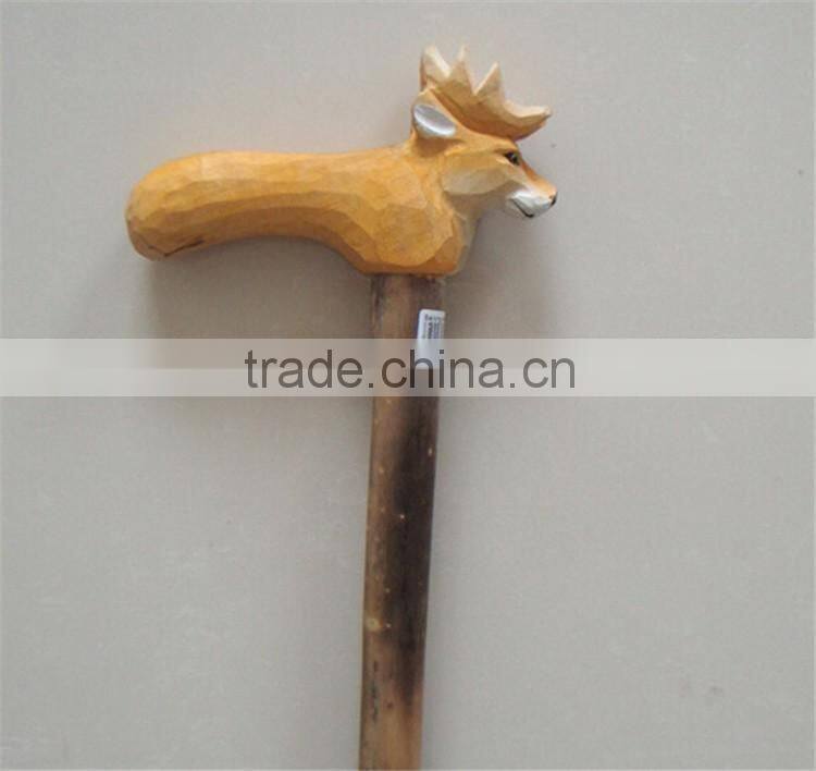 Fashion natural carved animal wooden walking stick