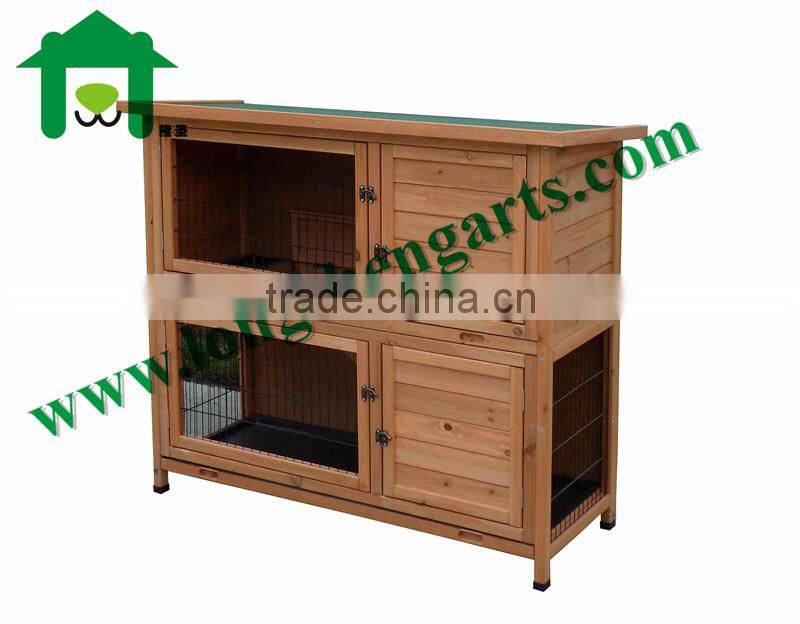 Double tray rabbit wooden house