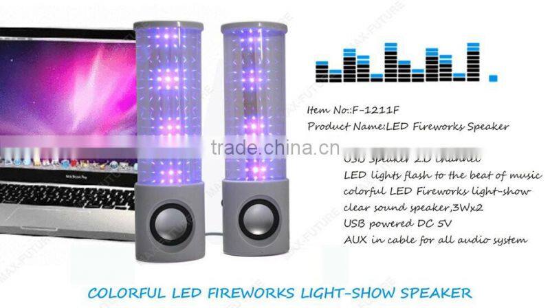 2(2.0) Computer Speaker with Firework Flashing Light for Computer or Portable Audio