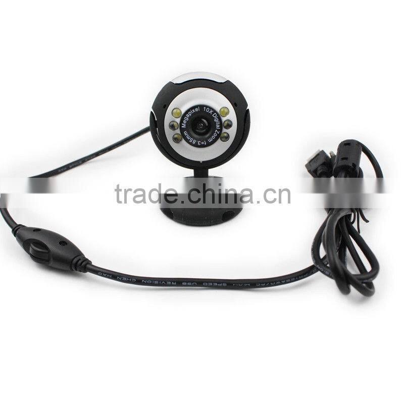 2016 new wholesale USB 2.0 6 LED PC HD 10x Digital Zoom Webcam Laptop Camera