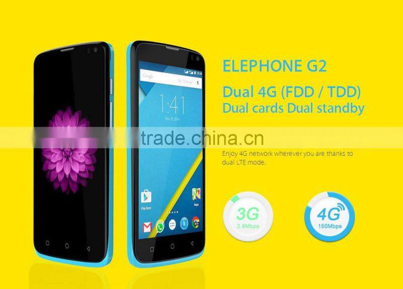 Original Elephone G2 MTK6732M Quad Core 64 Bit FDD LTE 4G WCDMA 3G Android 5.0 1GB RAM 8.0MP 4.5" 854*480 Dual SIM Wifi GPS