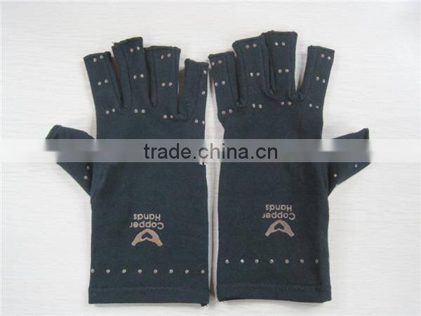 2016 best selling heated fingerless Compression Arthritis Gloves copper gloves