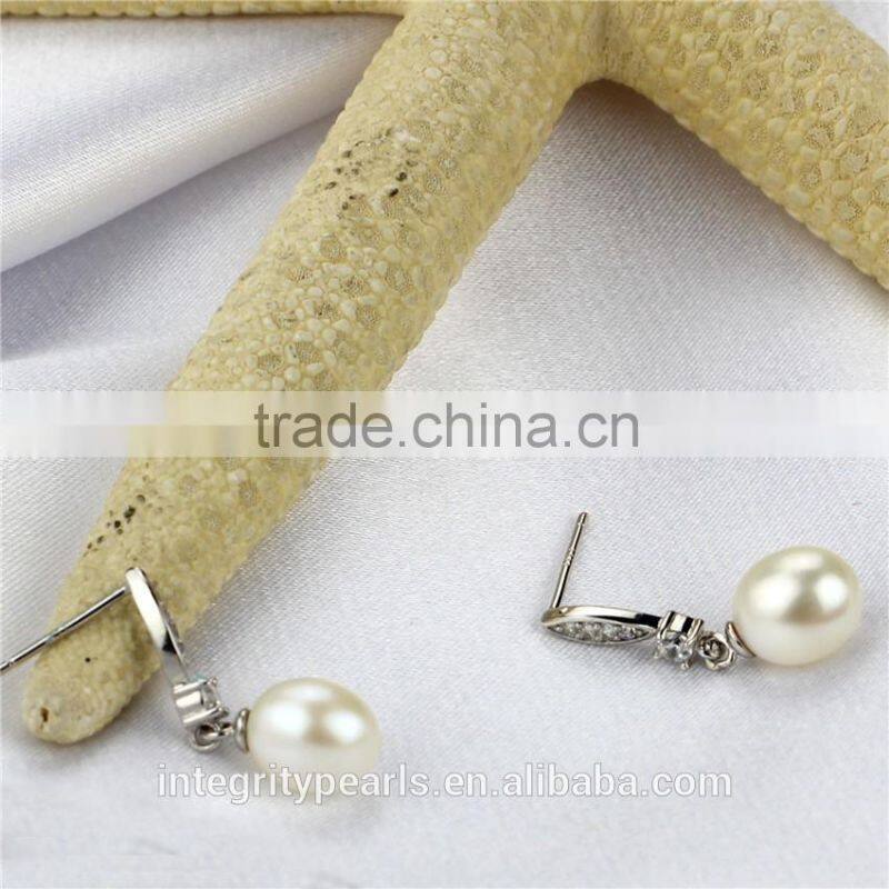 Fashion elegant nice design Natural Pearls 925 Sterling Silver pearl set For Women Gift