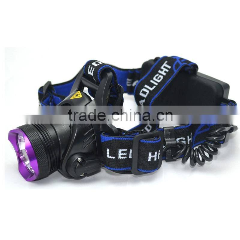 Hot selling on amazon led 10W aluminum zoom headlamp t6 rechargeable headlight for camping walking fishing