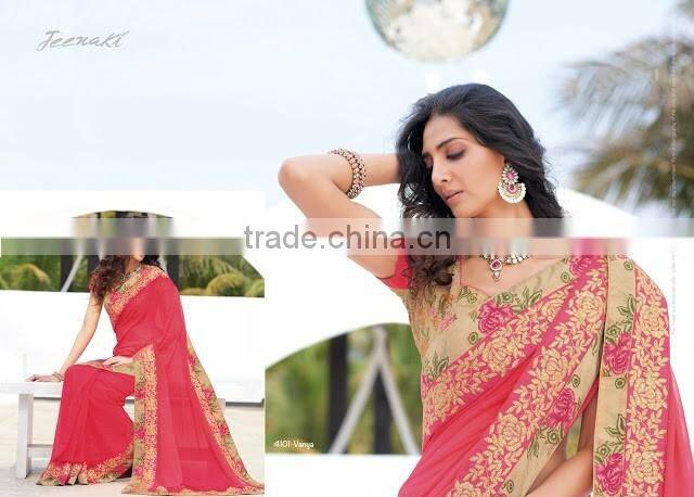 Casual Cream Georgette Designer Saree For Sale Online