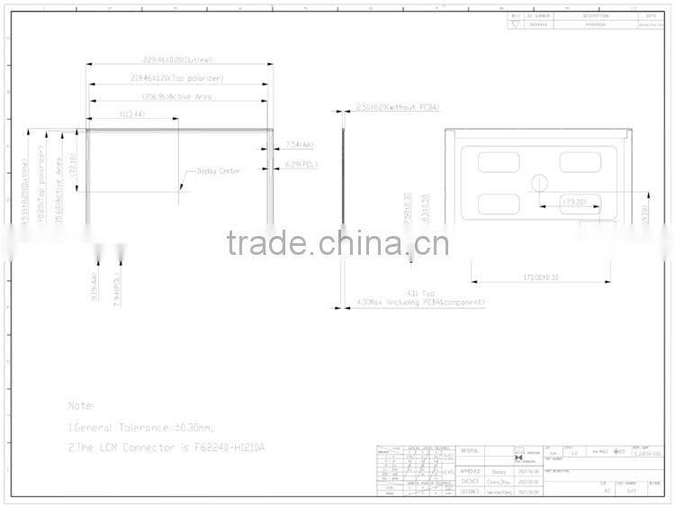10.1 inch lcd panel lvds full hd 1280*800
