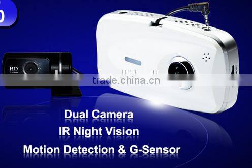 New fashion 1080P 2.7'' G-sensor dual car cameras + Night Vision + G-sensor + Dual car black box camera dvr