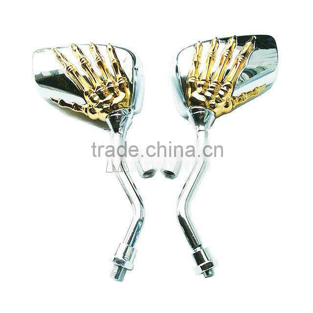 Motorcycle side mirror skull mirrors universal motorcycle rear mirror f 8mm 10mm