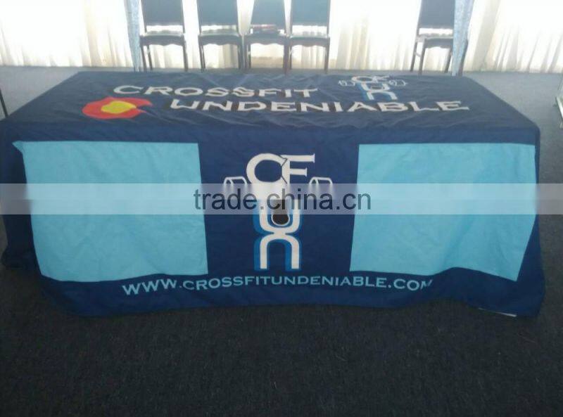 Customized size digital printing draped Table Cloth advertising