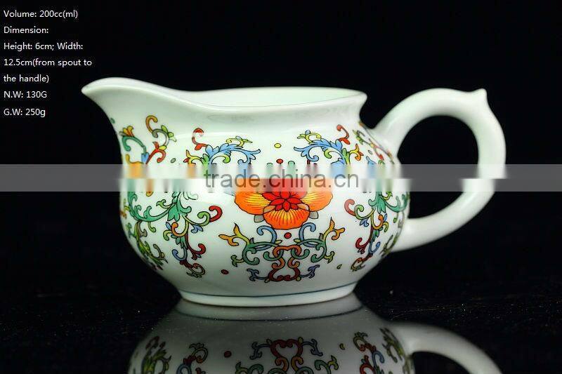 Famille Rose Blue & White Porcelain, Big Red Flower Pitcher, 200cc/pitcher