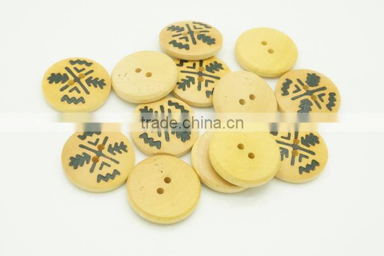 2 Holes High Quality Natural Wood Button with Figure Printed On