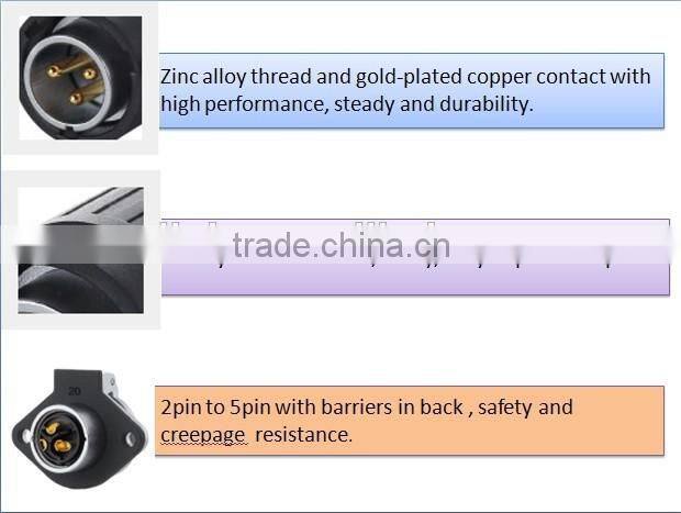 China waterproof electrical male plug connector industrial female socket and plug plastic connector with metal automatic cover