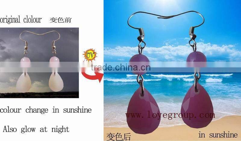 2012 new dasign elegant earring UV color change earring