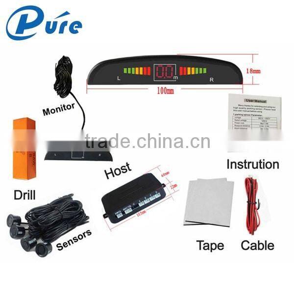 LED numeral and color display car parking sensor assist system without reverse camera with 4 sensors