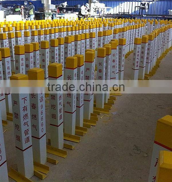 Fire retardant road marker post, fiberglass sign pile, oil and gas marking piles