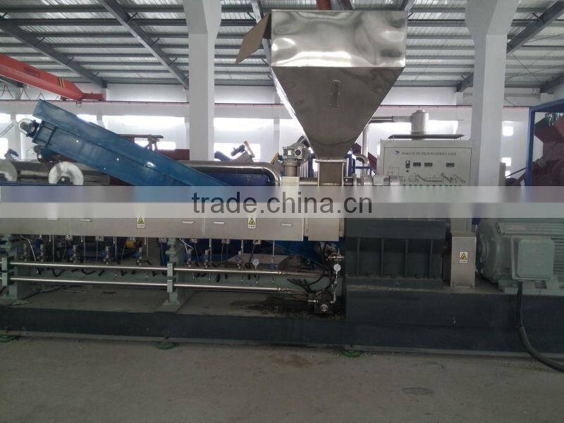 PET flakes parallel twin screw extruder pelletizing machine