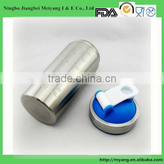 700ml 304# stainless steel insulated shaker bottle ,single wall 304 stainless steel custom protein shaker bottle