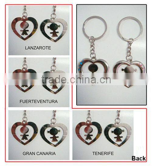 Half heart shaped metal key chains